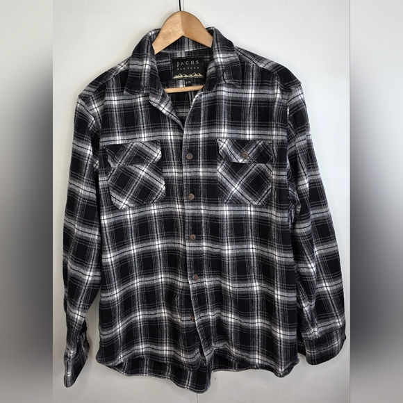 Jachs Men's Black and White Flannel Plaid Button Down Shirt. Xl - Picture 1 of 7